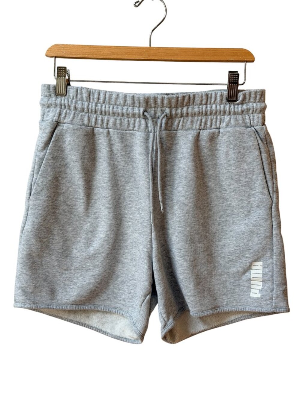 Puma Light Gray Athletic Fleece Drawstring Shorts